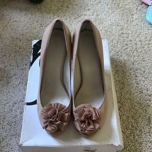 Tan peep toe sandal